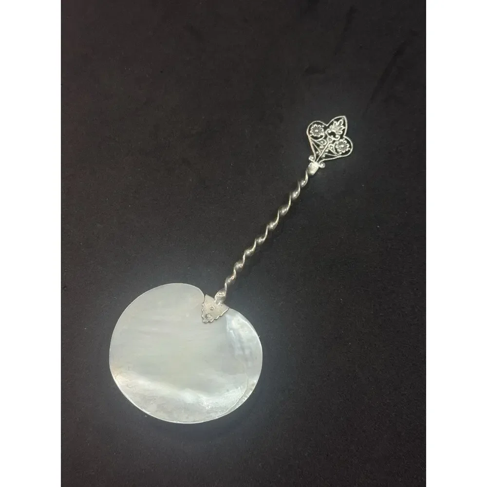 Mother Of Pearl Sterling Silver Handle Caviar Server